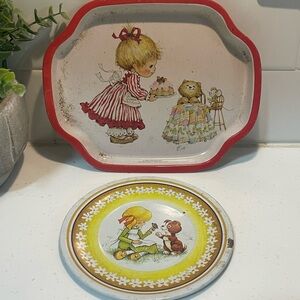 Vintage Metal Child’s Decorative Plate and Tray